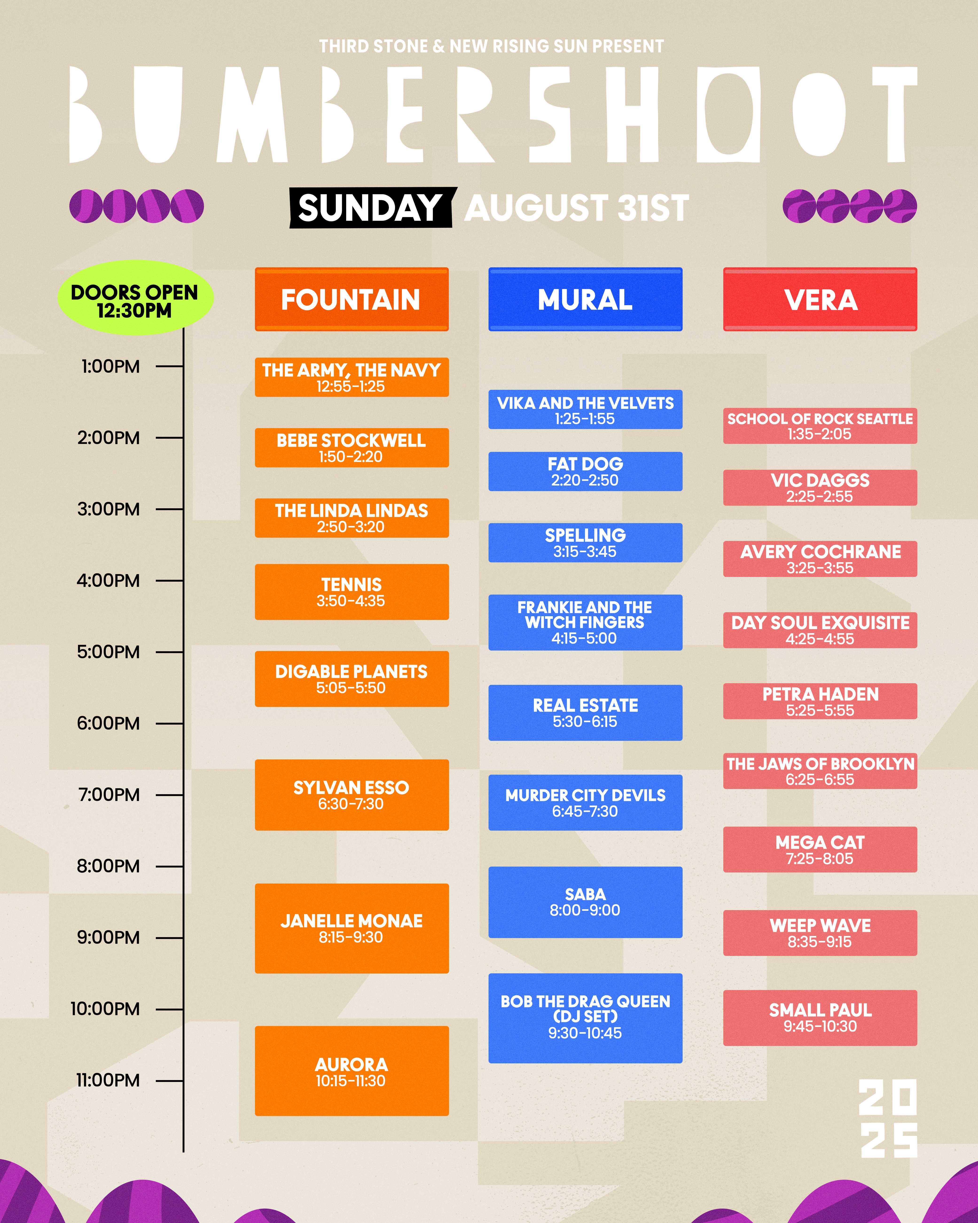 2025 Bumbershoot Sunday Music Schedule