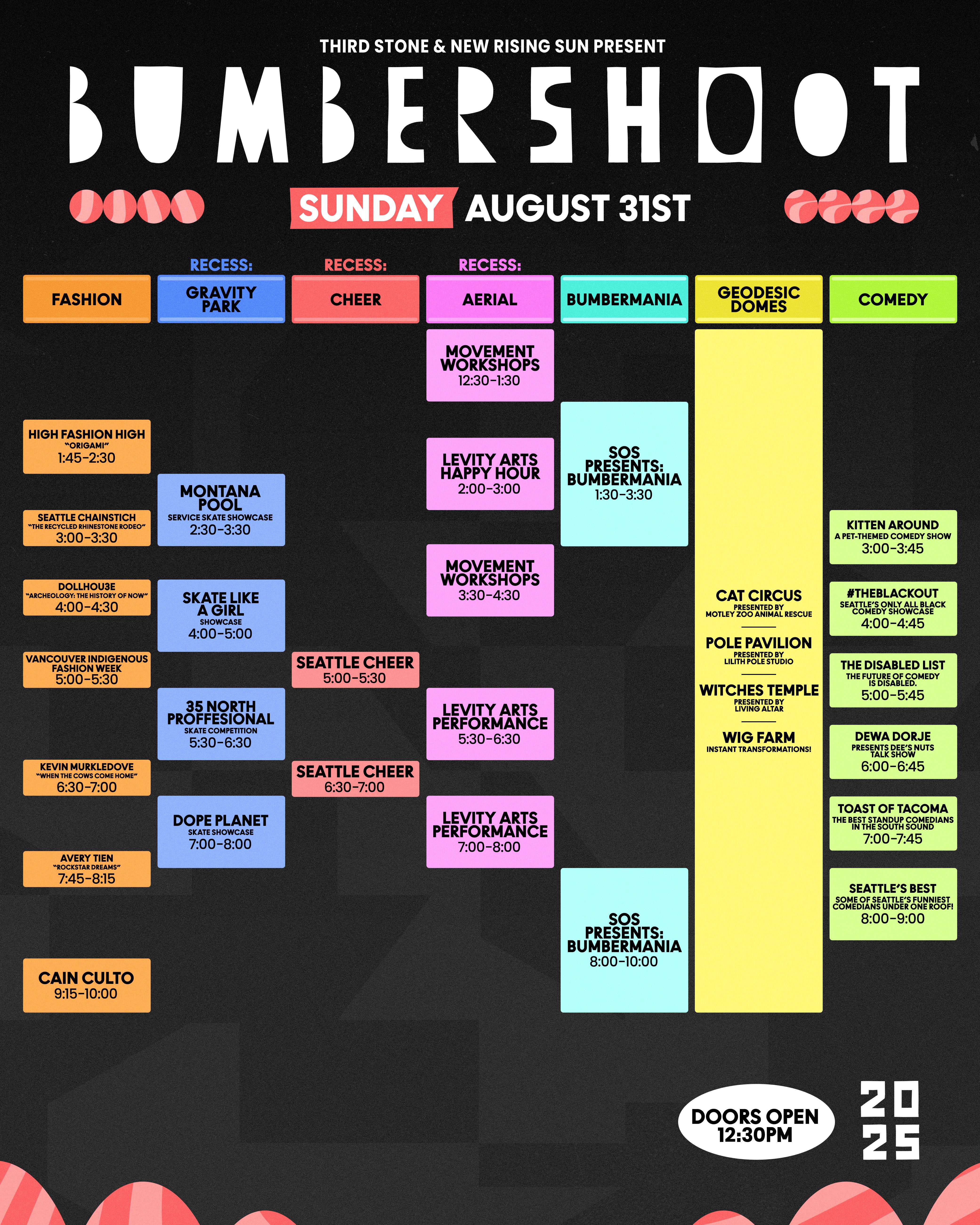 2025 Bumbershoot Sunday Arts Schedule