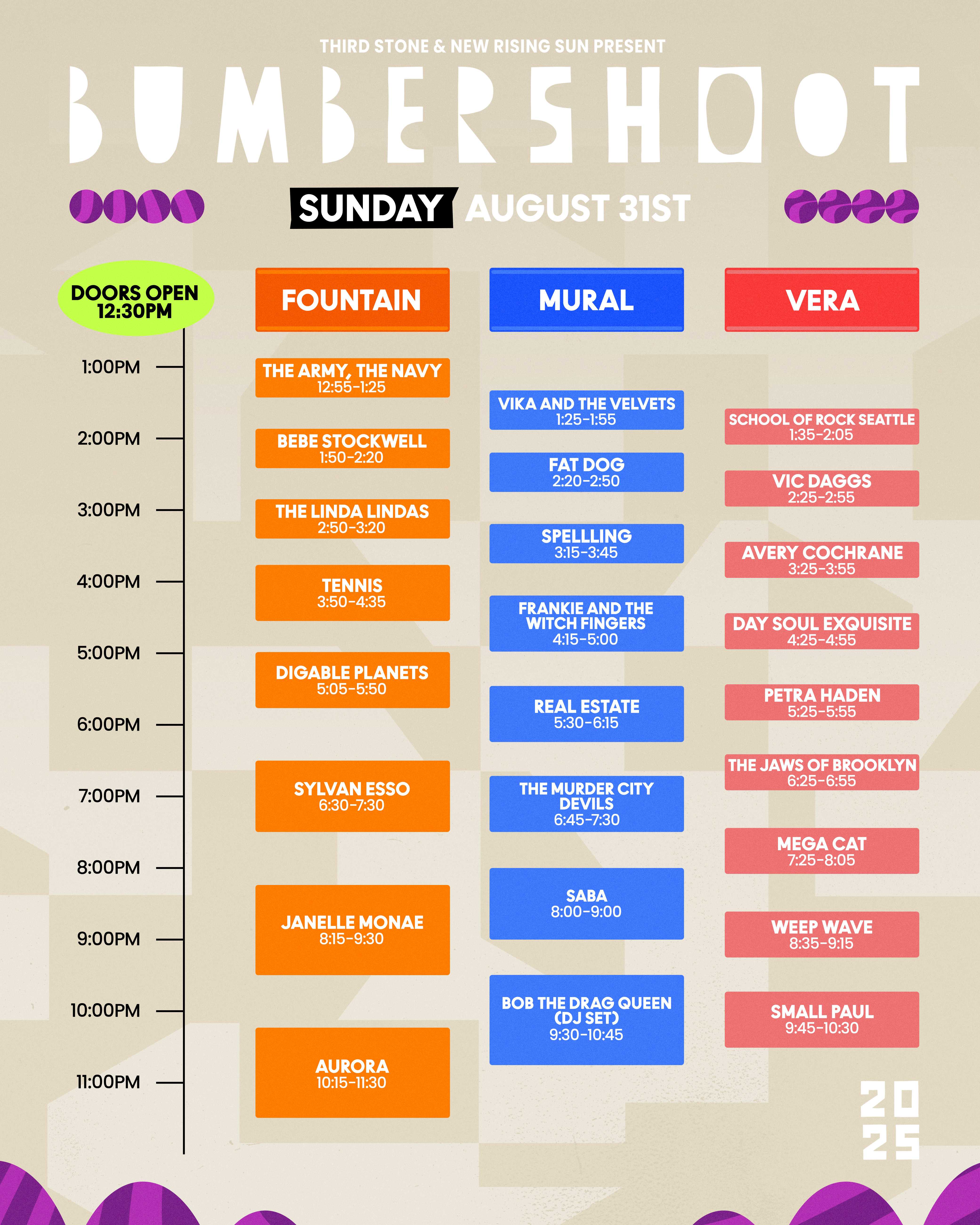 2025 Bumbershoot Sunday Music Schedule